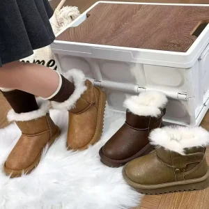 Children’s Snow Boots Made of Soft and Waterproof Leather with Zippers and Excellent Warmth