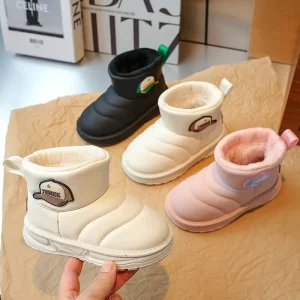 Children’s Snow Boots Winter Boys’ and Girls’ Fashion Short Boots Anti slip Trendy Casual Plush Cotton Boots for Children