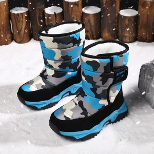 Children’s Snow Boots Winter Cotton Shoes With Warm Multi-color Camo High-top Kids Boots