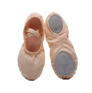Children’s Soft Ballet Shoes Elastic Slip-on Canvas with Cowhide Outsole for Boys and Girls