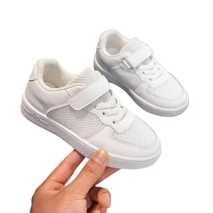 Children’s Soft Sole Sports Shoes White PU Leather Shoes Kids Casual Shoes for Boys and Girls
