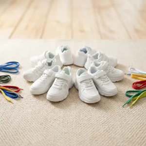 Children’s Sport Shoes Leather Upper for Boys and Girls Fashion Children’s White Casual Shoes Stock Mixed White Kids Shoes
