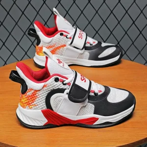 Children’s Sport Shoes New Fashion Boys Mesh Breathable Cushioning Kids Casual Sneakers Non-slip Outdoor Basketball Shoes