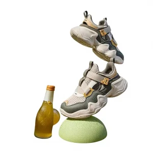 Children’s Sports Shoes Boys Girls New Model Round-toed Shoes Low-top Hook Loop Closure Breathable Comfortable