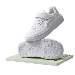 Children’s Sports Shoes Boys’ Girls’ Round-Toed Skateboard Sneakers Low-Top Closure with Hook & Loop Velcro All Seasons