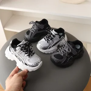 Children’s Sports Shoes Boys’ Spring And Autumn New Style Girls’ Mesh Breathable Running Shoes Kindergarten
