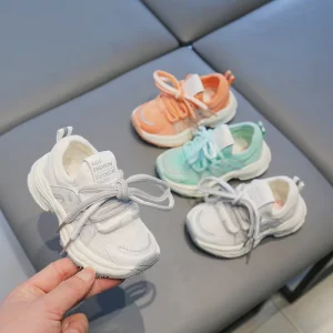 Children’s Sports Shoes Breathable Mesh Fabric Anti-slip Lightweight Shock-absorbing Toddler Shoes HOOK&LOOP Closure Four