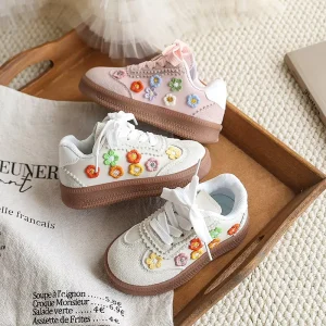 Children’s Sports Shoes Spring Autumn Comfortable Breathable Kids Flower Fashion Casual Shoes