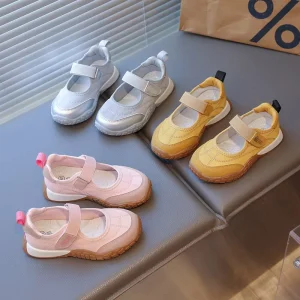 Children’s Sports Shoes Spring Autumn New Girls’ Ankle Velcro TPR Outsole Casual Little Girls’ Western Style Forrest Shoes
