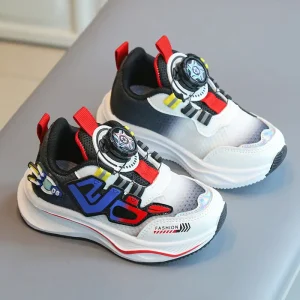 Children’s Sports Shoes Spring and Autumn Boys’ Casual Shoes Rotating Button Girls’ Breathable Running Shoes