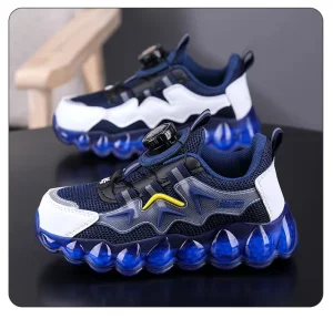 Children’s Sports Shoes with Mesh Rotating Buttons Fashionable Soft Soled Running Shoes