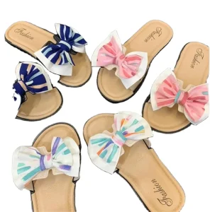 Children’s Summer Bow Princess Sandals Fashionable Baby Beach Shoes for Parents and Girls Elegant Infant Slippers