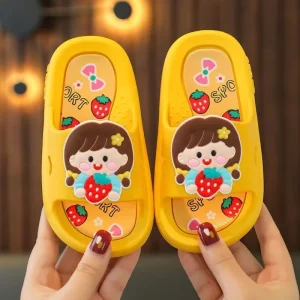 Children’s Summer Indoor Sandals Cute Cartoon Princess Design Non Slip Soft Bottom Breathable for Baby Daughter