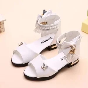 Children’s Summer Sweet Sandals Wear Resistant Girls Bow Fringe Fashion Casual Sandals