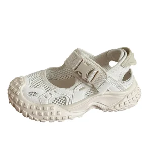 Children’s Tire Soled Hollow Out Breathable Mesh Velcro Closure Ankle Sports Sandals Summer Style for Boys’ Children’s