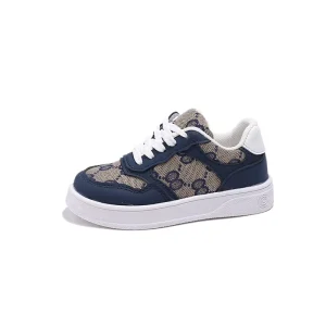 Children’s Trendy Casual Sports Sneakers with Flat Spring Shoelaces Boys’ Fashionable Running Shoes Kid’s Informal Sneakers