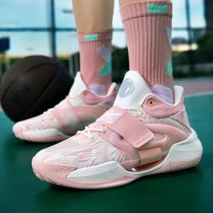 Children’s Trendy High Top Sneakers New Style Medium Large Size Mesh Basketball Shoes for Boys and Girls
