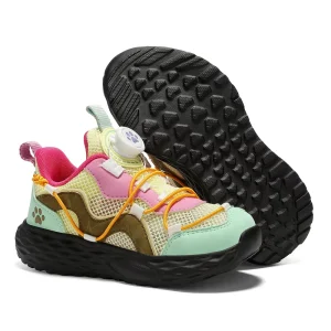 Children’s Unisex Ankle Sports Shoes Spring Summer Autumn White Rotating Buttons Running Soft Sole Casual Mesh Breathable