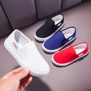 Children’s Unisex Canvas Board Shoes Summer Breathable Slip on Casual Shoes for Boys and Girls