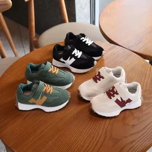 Children’s Unisex Casual Sneakers Slip-On Sports Shoes for Walking Running PU Midsole School Shoes for Spring Autumn Winter