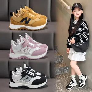 Children’s Unisex Sports Shoes Double Net Breathable Velcro Closure White Sneakers Running Skate Casual Spring Autumn New
