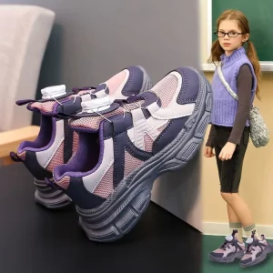 Children’s Unisex Spring Autumn Button Ankle Dad Shoes Soft-soled Sneakers Breathable Casual Lightweight Fashion