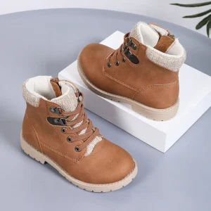 Children’s Vintage Snow Boots with Side Zipper Girls Casual Winter Boots Boys Warm Snow Boots