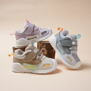 Children’s Warm Casual Sports Shoes Unisex Boys Girls Toe Hook Loop Closure Cotton Insole Lighted EVA Anti-slip Soft Sole Plush