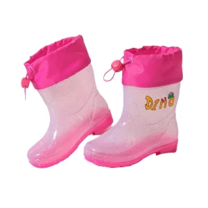 Children’s Waterproof Rain Boots Cute Cartoon Design Non-slip Winter Water Boots for Girls and Boys for Kindergarten Kids Boots