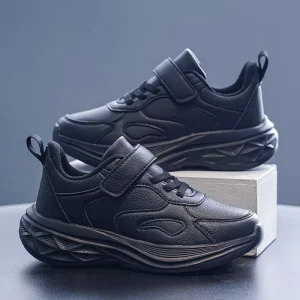 Children’s White Black Shoes High Quality PU Light weight Kids Back to School Shoes Casual Student Sports Shoes