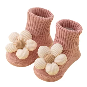 Children’s White Infant Lace Shape Light Weight Running Socks with Rubber Soles Toddler Sock Shoes Cute Baby First Walking