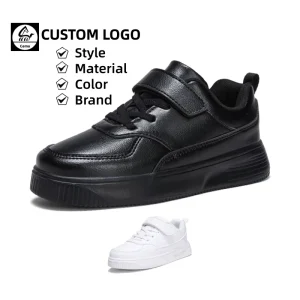 Children’s White Sports Shoes Breathable Anti Slip PU Cushioning Students School Casual Skate Shoes Summer Spring