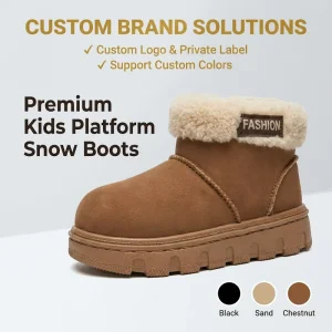 Children’s Winter Boots Kids Platform Snow Boots Waterproof PU Cozy Faux Fur Warm Baby Short Boots
