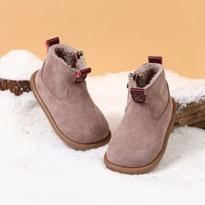 Children’s Winter British Style Padded Boots Solid Color Padded Cotton Boots Kids