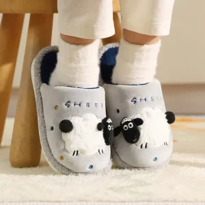Children’s Winter Indoor Cotton Padded Slippers Cute Cartoon Design Soft Baby Shoes for Kids Home Use