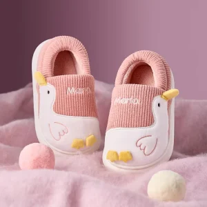 Children’s Winter Indoor Fur Slippers Plush Stuffed Animals Design Cotton Padded Shoes Gifts for Kids
