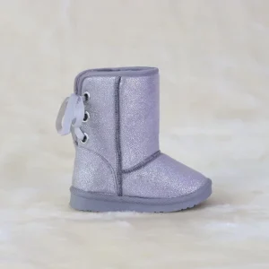 Children’s Winter Soft Comfortable Sequined Fabric Snow Boots With Ribbon Bow for Kids and Toddlers