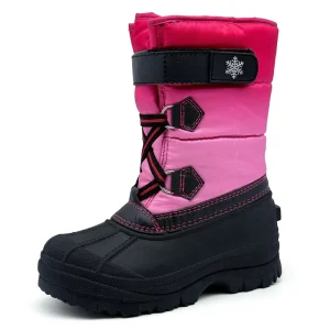 Children’s Winter Thickened Warm Waterproof Windproof Snow Boots Non Slip Rubber Fleece Snow Boots for Winter Outdoors