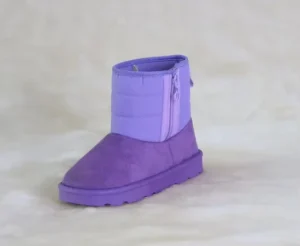 Children’s Winter Warm Soft Comfortable Purple Suede Snow Boots with Zipper for Kids and Toddlers