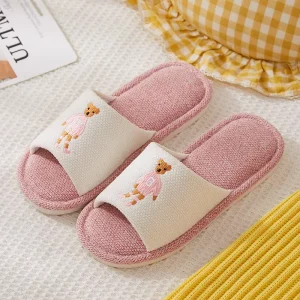 Children’s slippers Spring and Autumn Cartoon Cute Cotton Linen Family Slippers in Stock