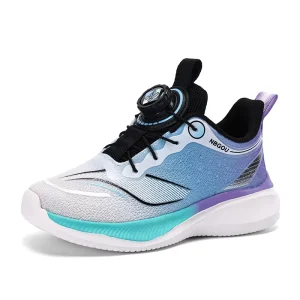 China Factory Korean Design Lightweight Flexible Sole Fashion Orange Unisex Boys Girls Running Sports Kids Jogging Shoes