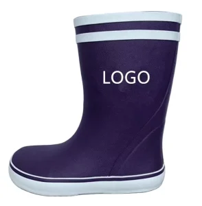 China Most Popular Purple Colour Kids Rain Rubber Boots