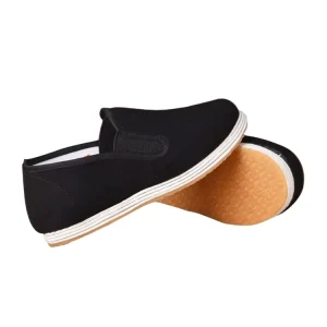 Chinese Traditional Cloth Martial Arts Kung Fu Shoes for Boys Kids Black AK Rubber Insole Canvas Outsole Spring Season