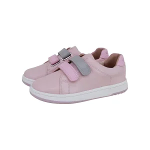 Choozii Pink Leather Children’s Matching Color Velcro & Sole with Embroidered Logo Sneakers Casual Breathable Shoes for Kids