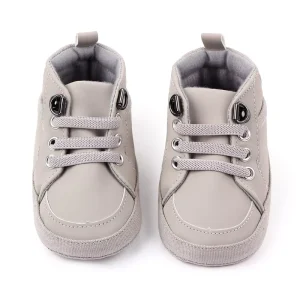 Classic PU Leather Baby Booties Soft Sole Easy On Off Infant Crib Shoes for 0 18 Months