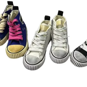 Classic Retro Non Slip Canvas Shoes for Boys and Girls High Top Dirty Trendy Lace Up Kids’ Winter Shoes