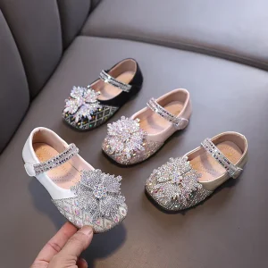 Classic Style Fashion Spring Autumn Kids Outwear Rhinestone Sweet Party Dress Shoes for Baby Girl