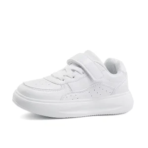 Classic Summer Casual Kids Running Shoes Super Fiber Cross Border Trade Small White Black Genuine Leather Lining Suede Upper
