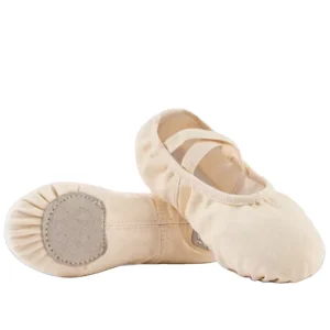 Classic Tan Ballerina Slippers Flats Ballet Brown Stretch Canvas Ballet Shoes Dance for Women and Girls Kids