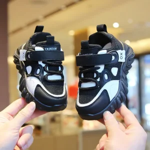 Clearance Children’s Sports Shoes Spring Autumn Boys’ White Sneakers Mesh Girls’ Soft-Soled Ankle PVC Outsole Dad Shoes